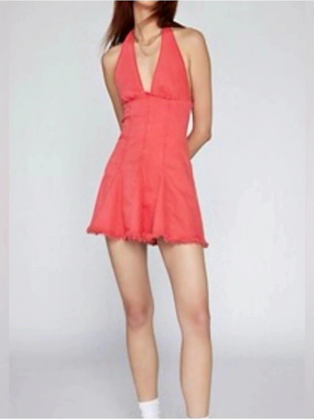 Kimchi Blue Hailey Halter Denim mini dress. - Picture 2 of 8